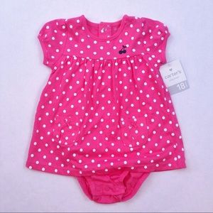 Sweet pink polka dot bodysuit sunsuit dress 18mo